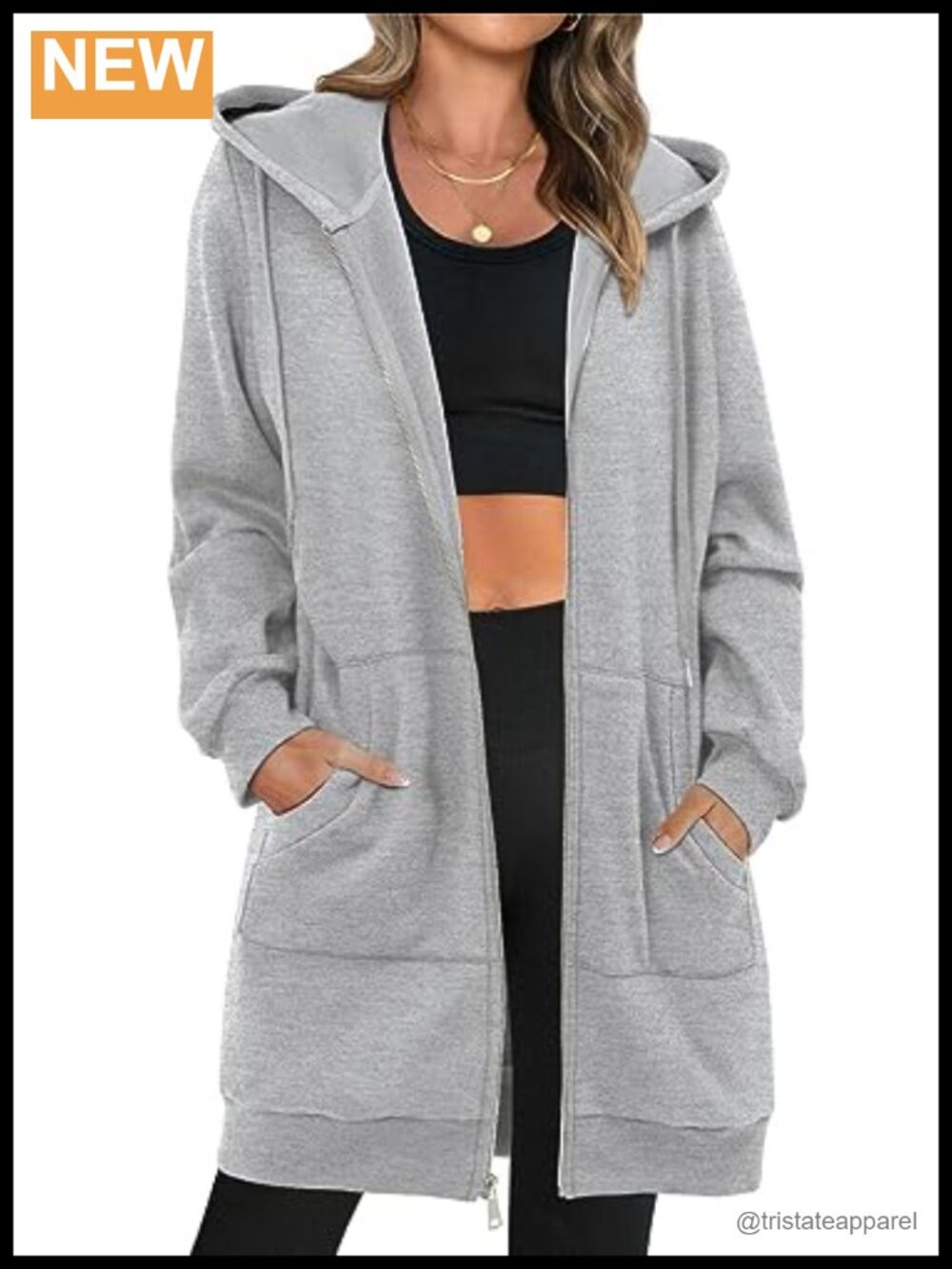 Oversized Zip Up Hoodie Fleece Sweatshirt Long Sleeve Casual Jacket with Pocket